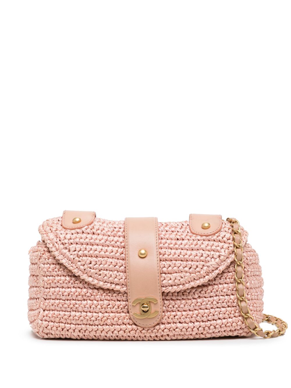 CC woven raffia shoulder bag