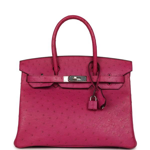 Pre-owned Hermes Birkin 30 Rose Poupre Ostrich Palladium Hardware