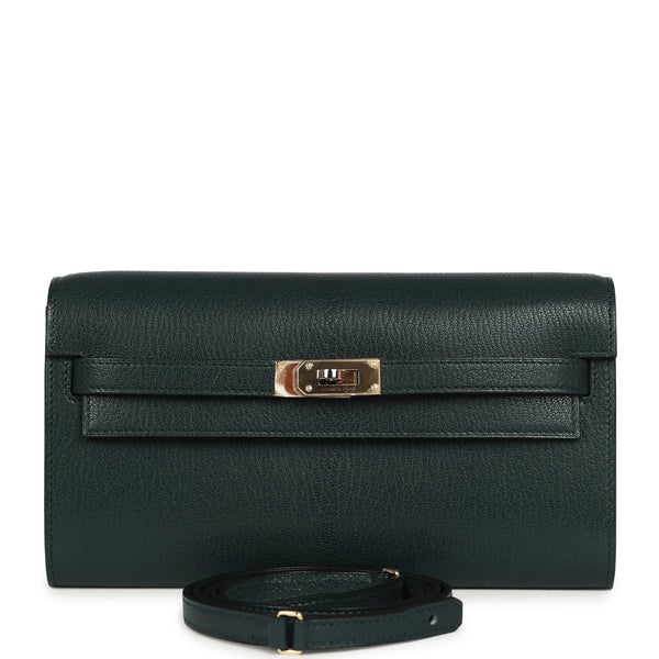 Hermes Kelly Wallet To Go Vert Cypress Chevre Chamkila Electrum Hardware