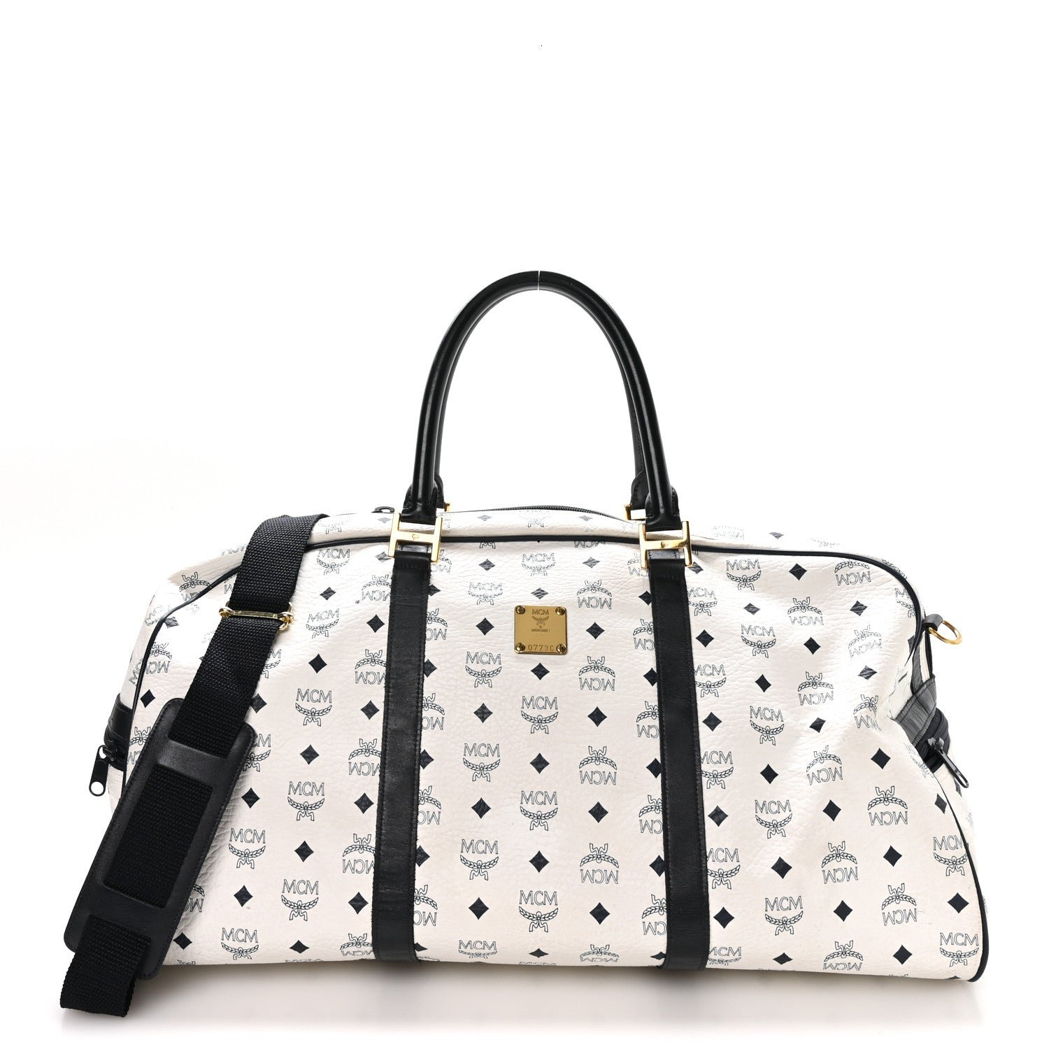 MCM Visetos Weekender Duffle Bag White