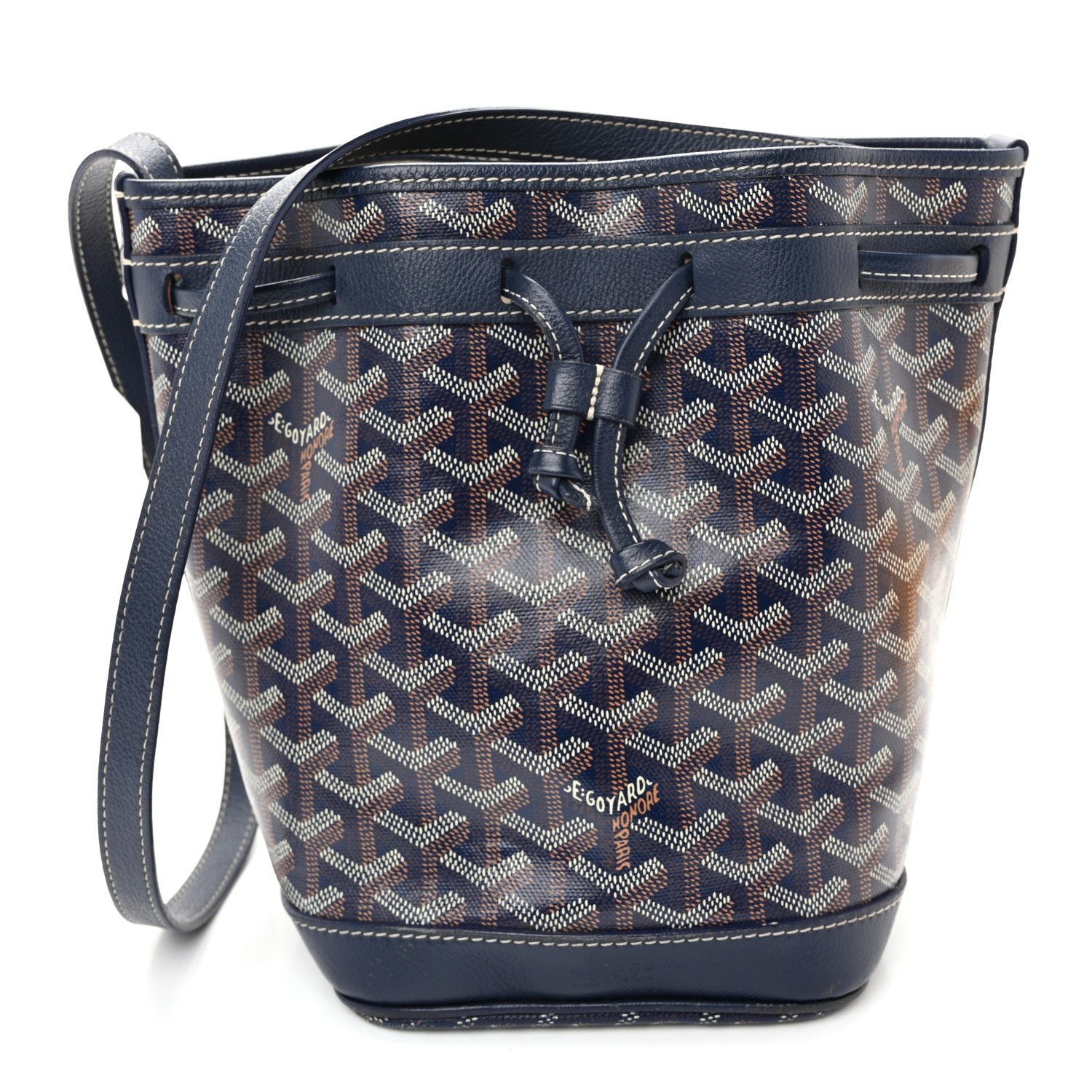 Goyard Goyardine Petit Flot Bucket Bag PM Navy