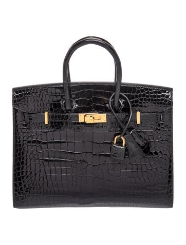 Shiny Porosus Crocodile Birkin Sellier 25