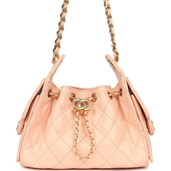 Chanel Mini 25 Hobo Bag Pink Caviar Gold Hardware
