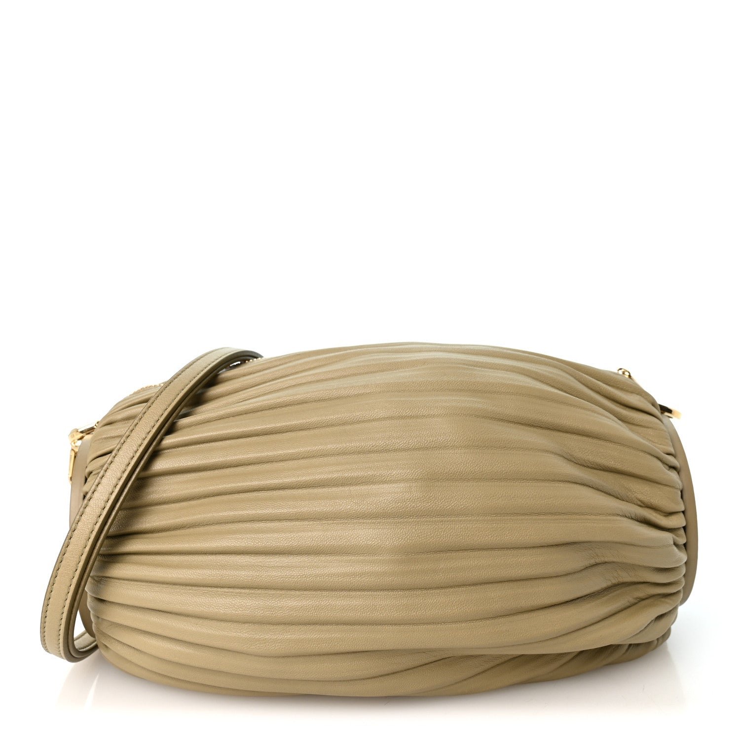 Loewe Lambskin Pleated Bracelet Pouch shoulder Bag Clay Green