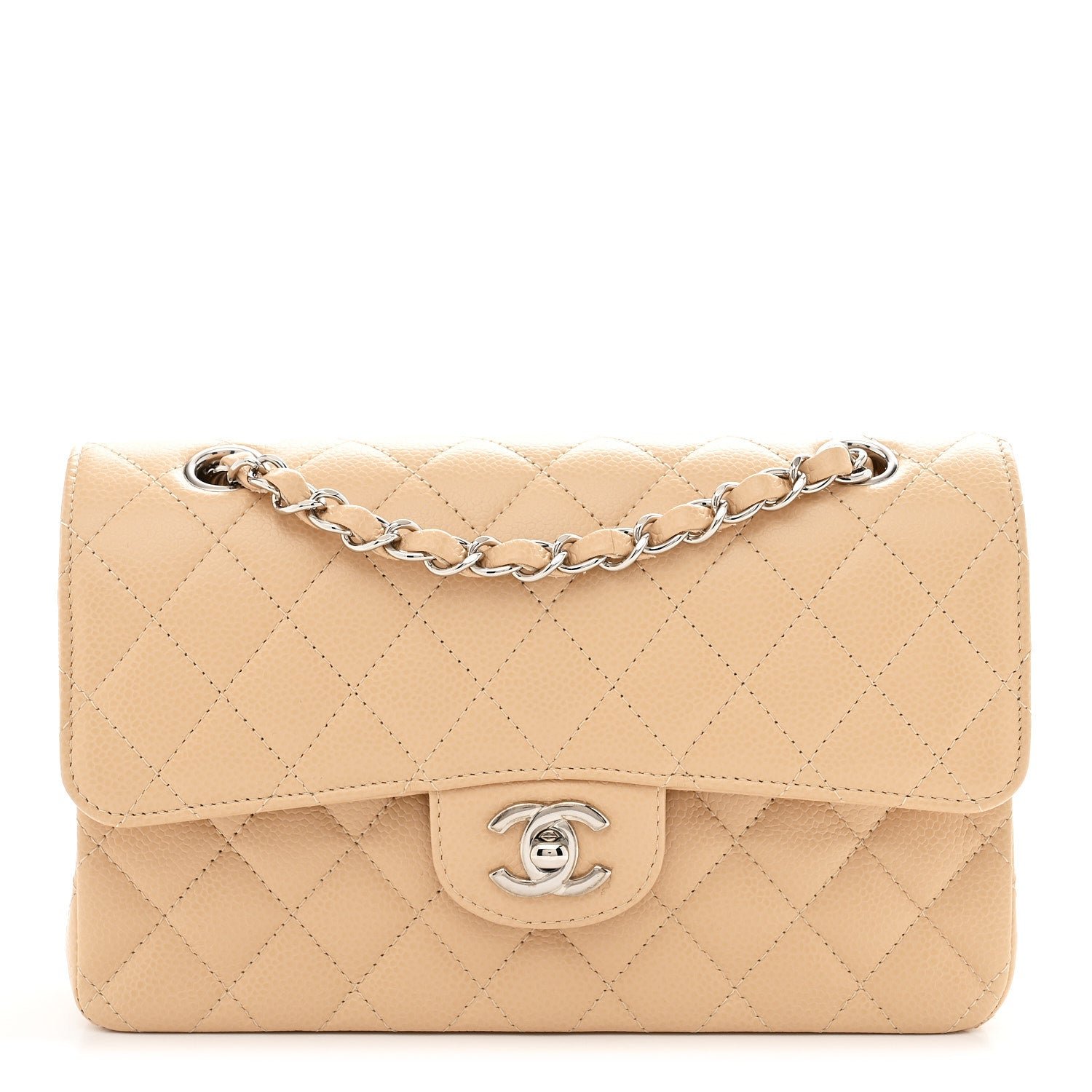 Chanel Caviar Quilted Small Double Flap Beige