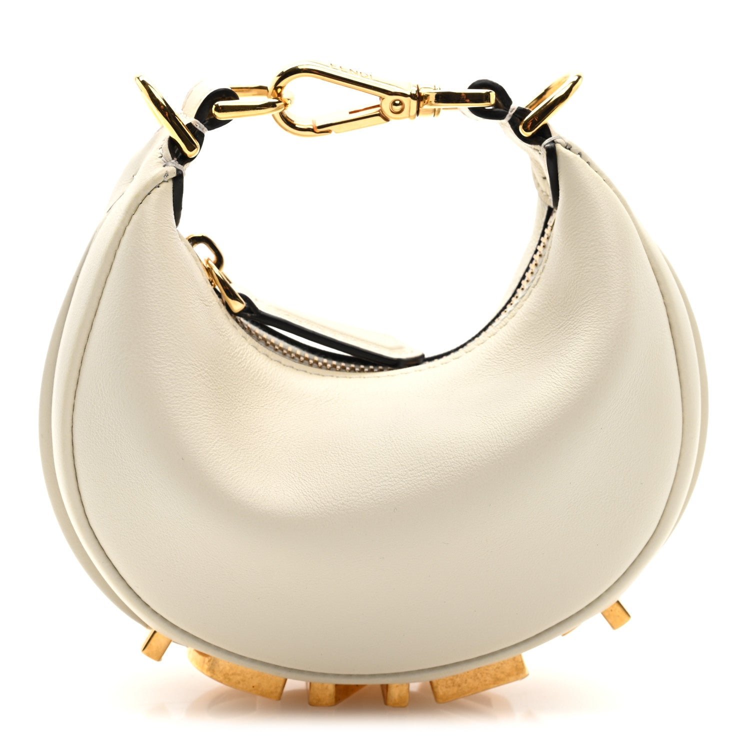 Fendi Vitello Grace Matte Nano Fendigraphy Hobo Charm White Ice