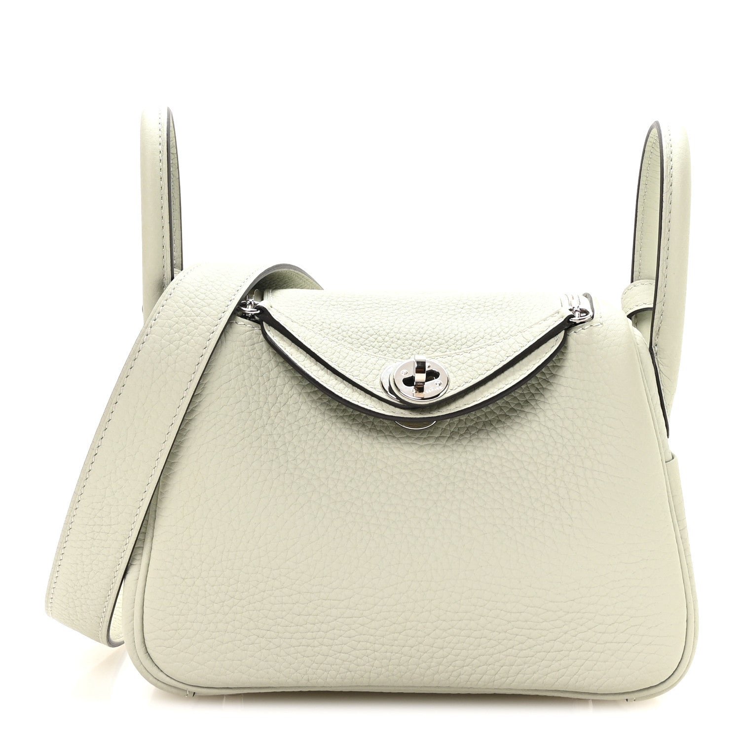 Hermes Taurillon Clemence Mini Lindy 20 Gris Neve