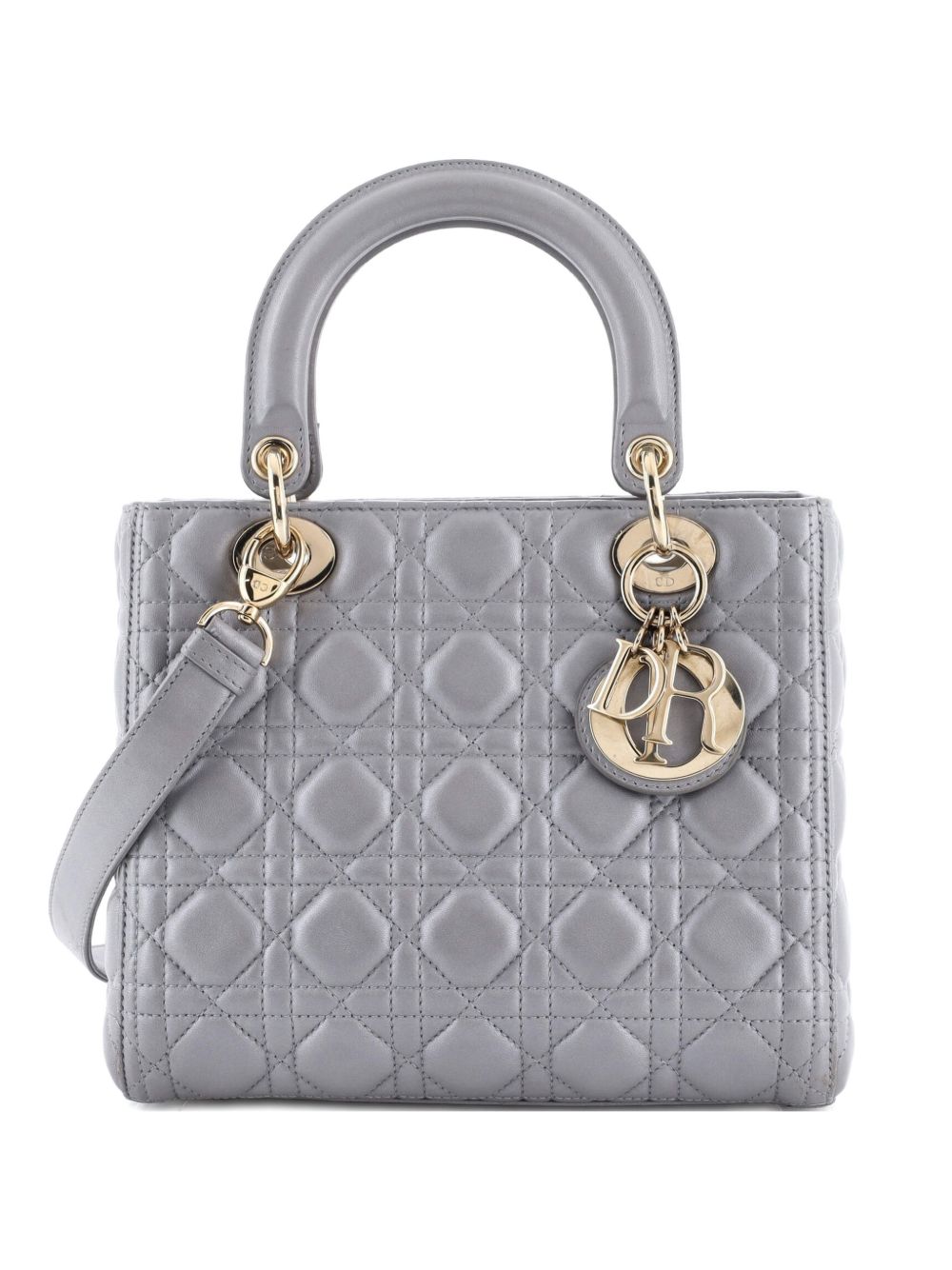 Lady Dior Bag Cannage Quilt Metallic Leather Medium satchel