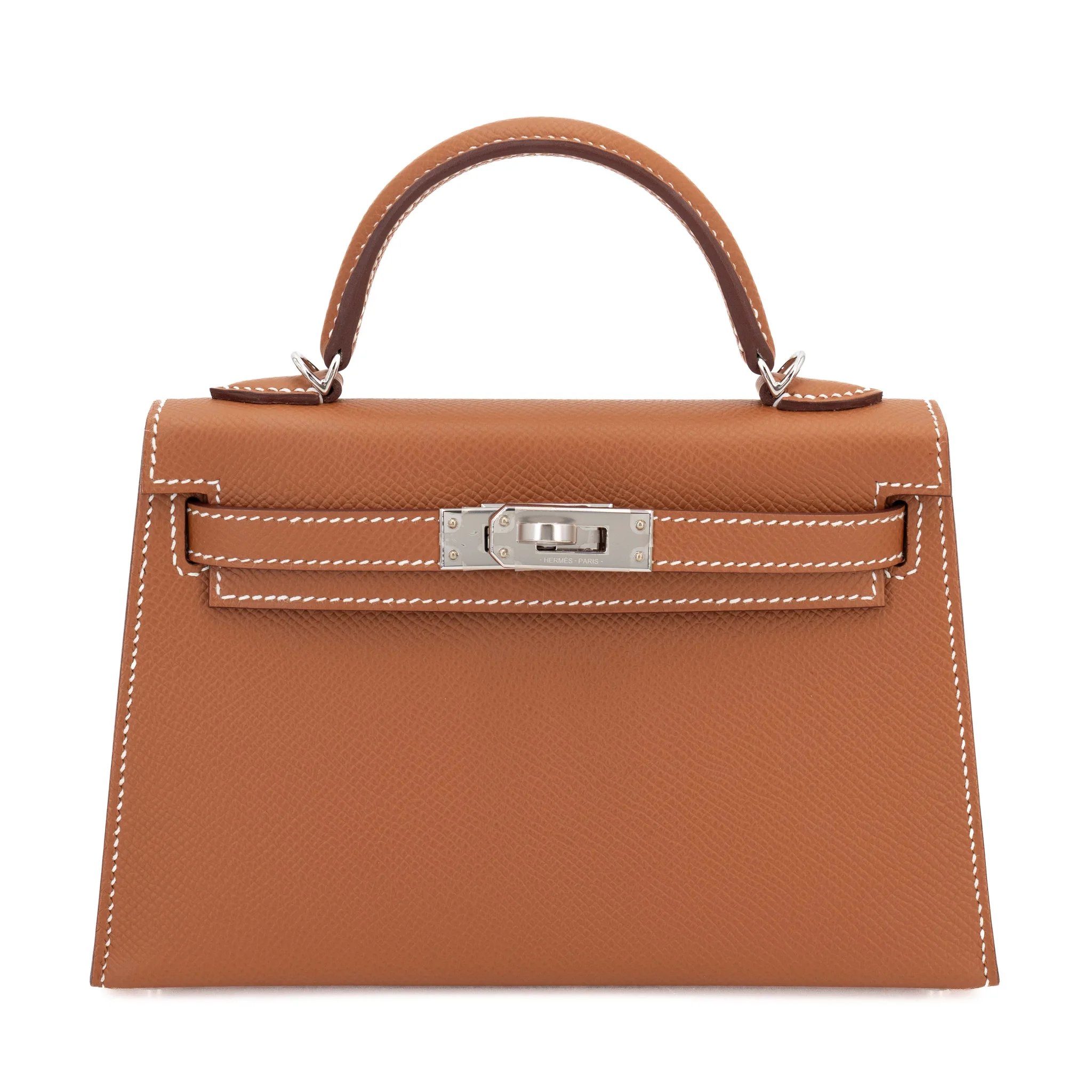 Unused ( Rank NS ) HERMÈS Mini Kelly II Gold (37) Epsom Palladium hardware B (2023)