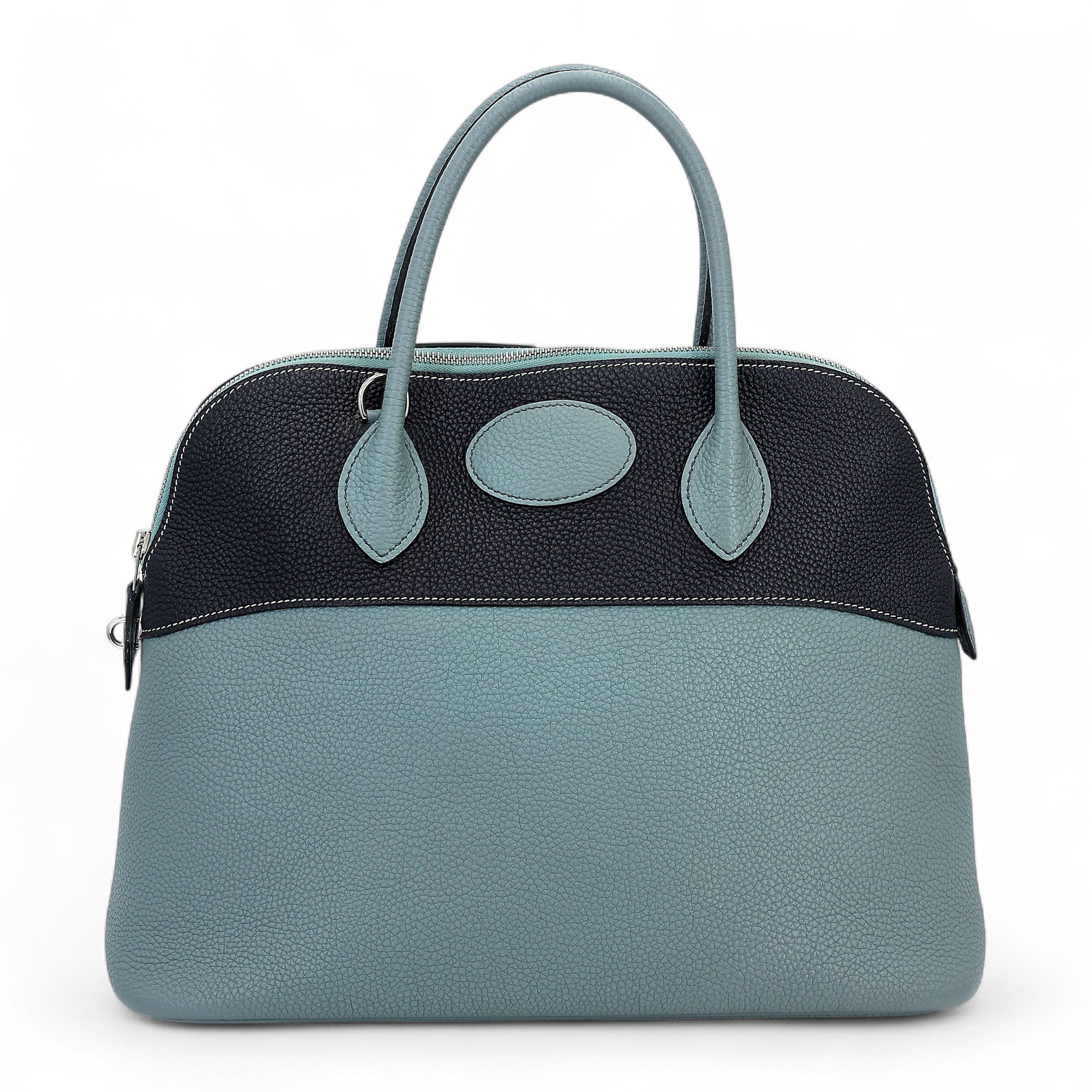 Very Good ( Rank A) HERMÈS Special Order Bolide 35 HSS Ciel (7G) Bleu Indigo (76) Clemence Palladium hardware Square N (2010)
