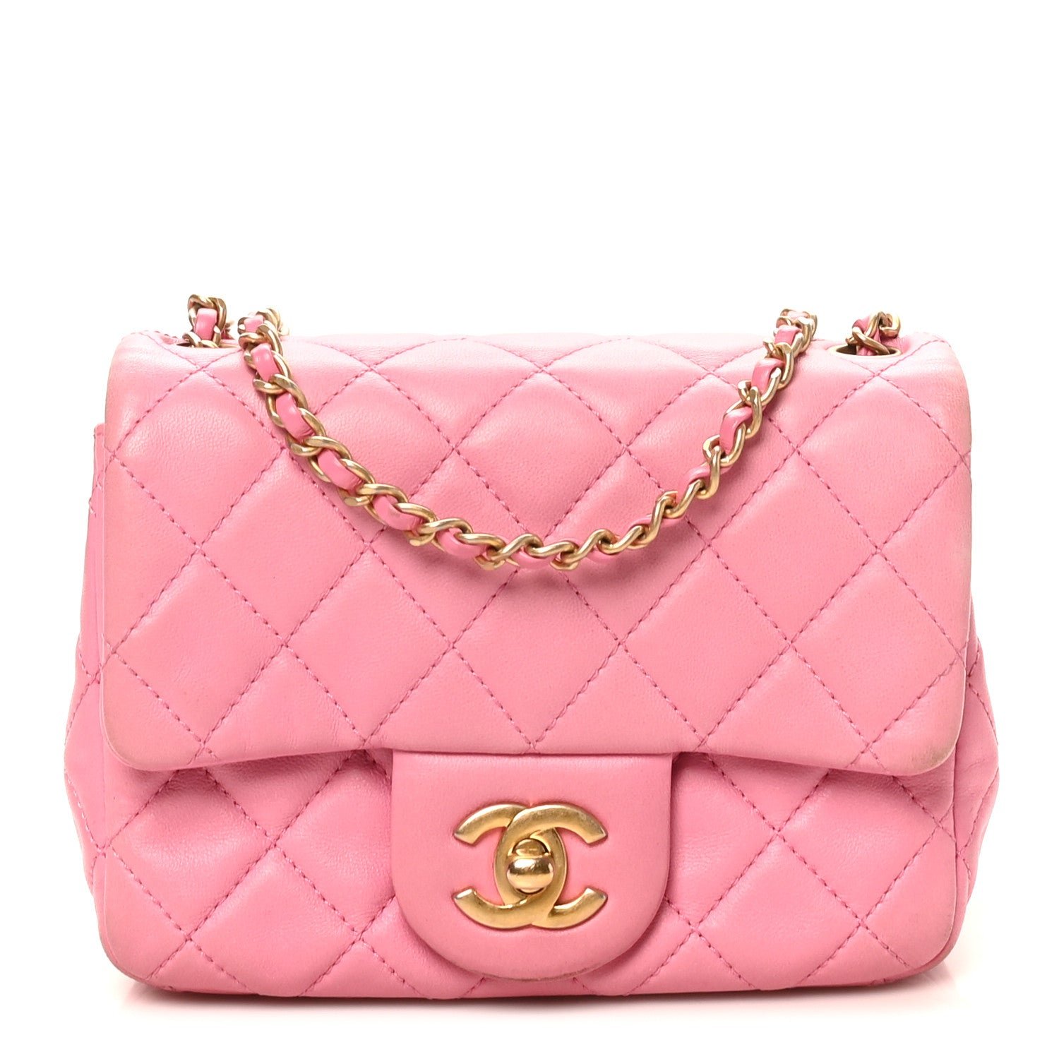 Chanel Lambskin Quilted Mini Pearl Crush Flap Pink