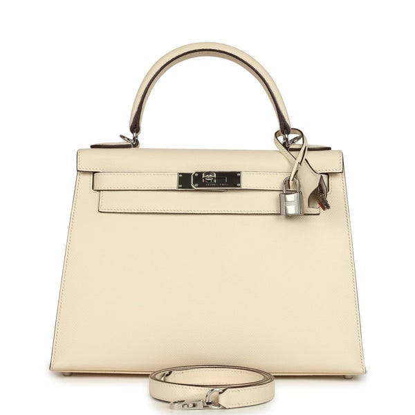 Hermes Pre-owned Hermes Kelly Sellier 28 Nata Epsom Palladium Hardware