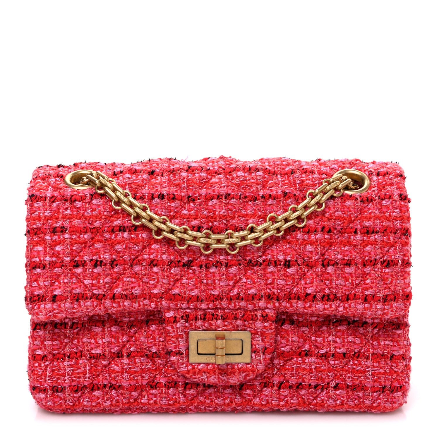 Chanel Tweed Quilted Mini 2.55 Reissue Flap Red Ecru Black