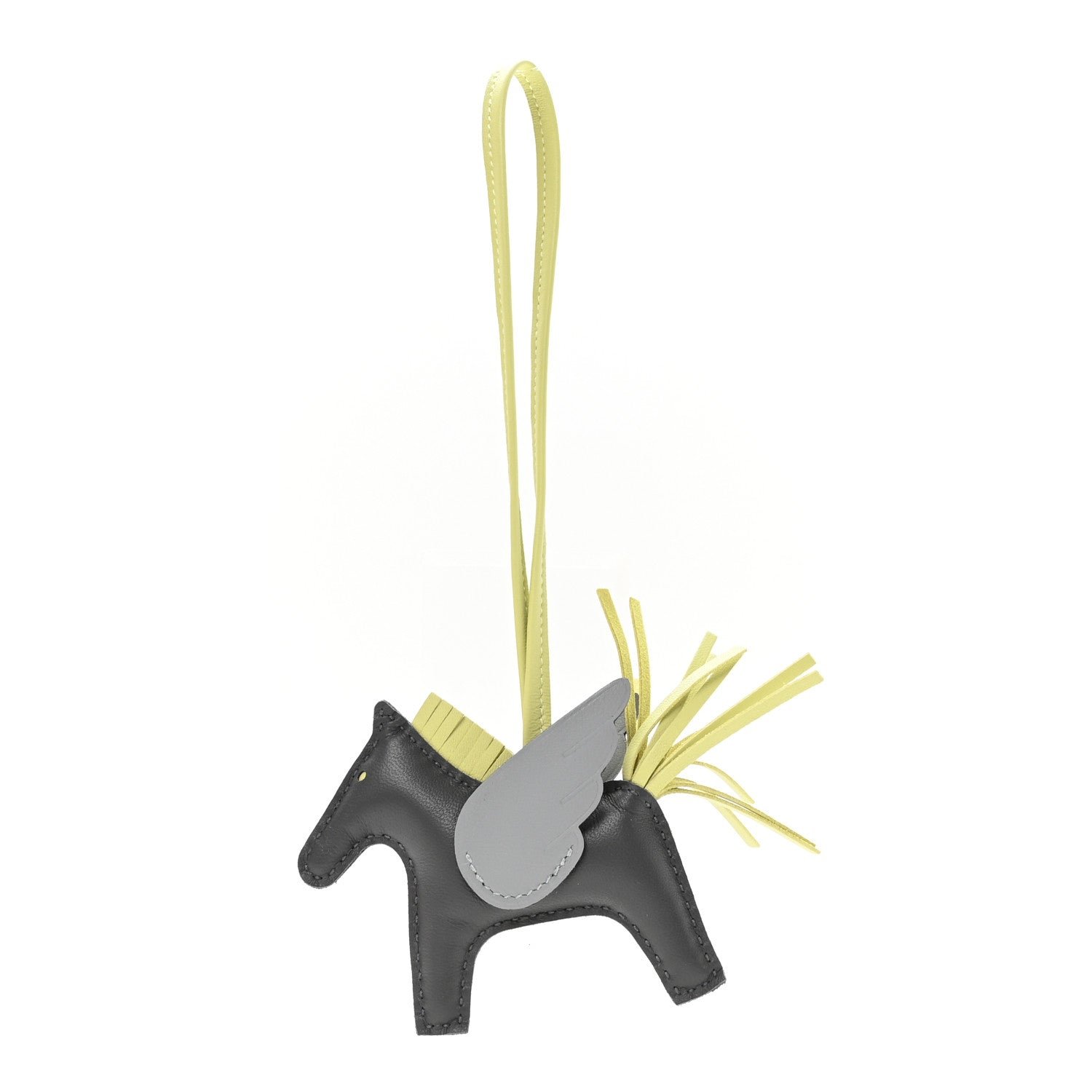 Hermes Hermes Milo Lambskin Grigri Rodeo Pegase Horse Bag Charm PM Ardoise Jaune Bourgeon Black