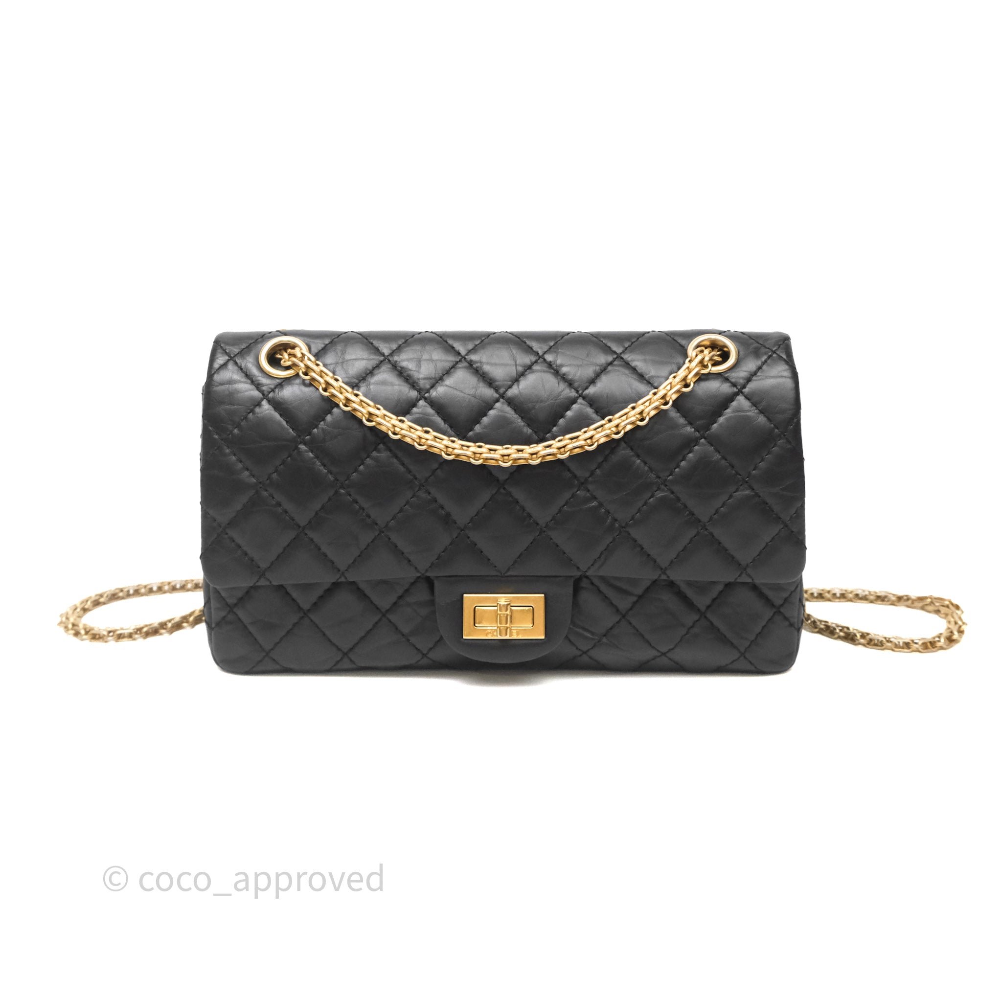 Chanel 2.55 Reissue Black Aged Calfskin 225 Flap Aged Gold Hardware