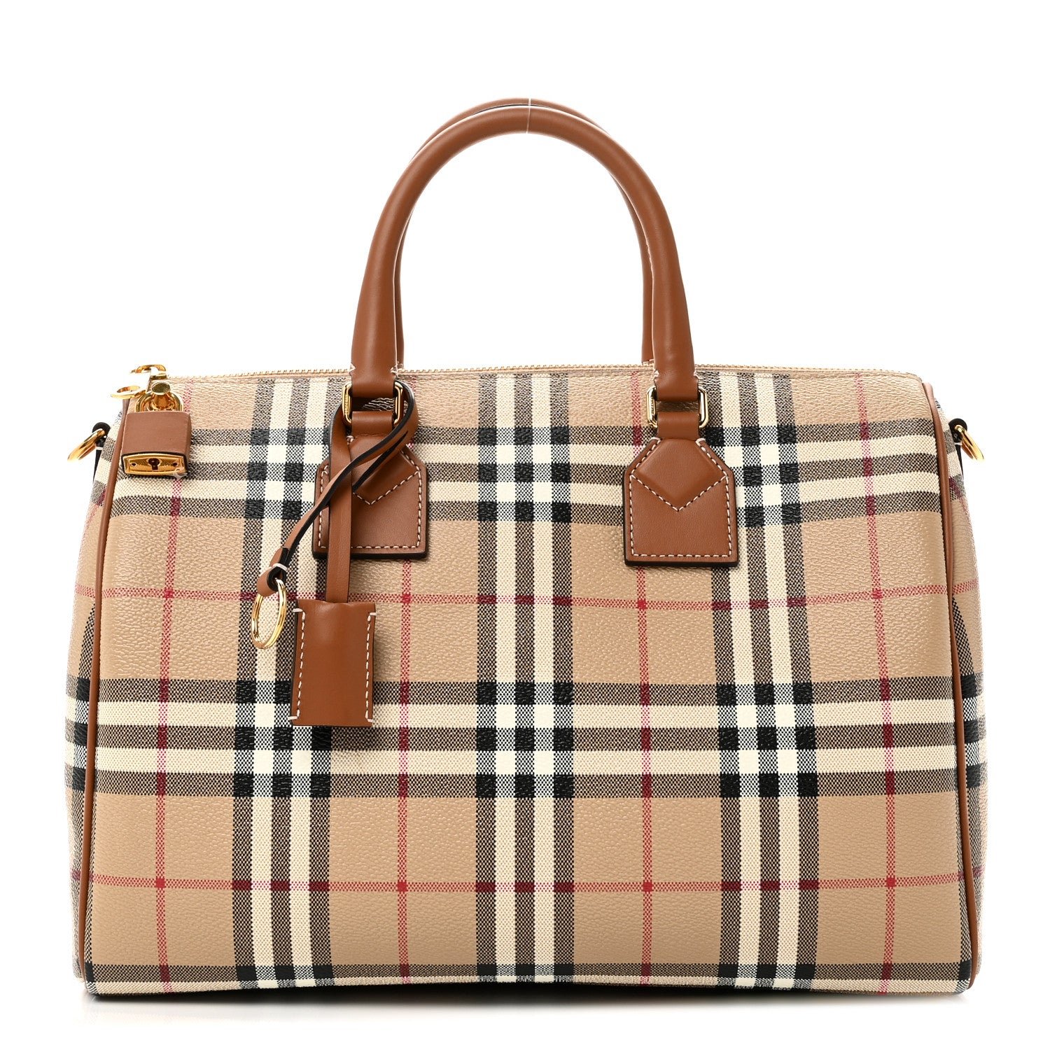 Burberry Horseferry Check Medium Bowling Bag Tan