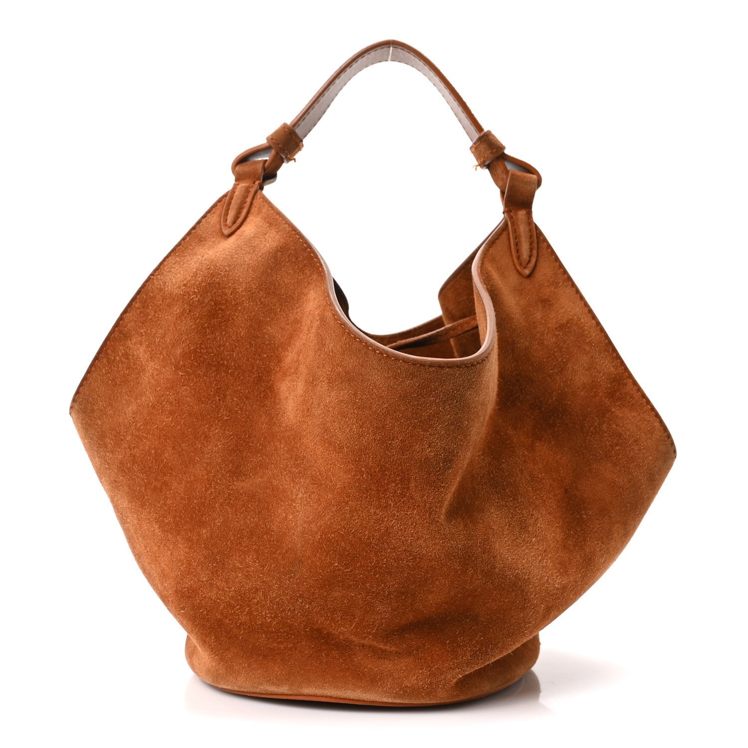 Khaite Suede Calfskin Mini Lotus Tote Caramel