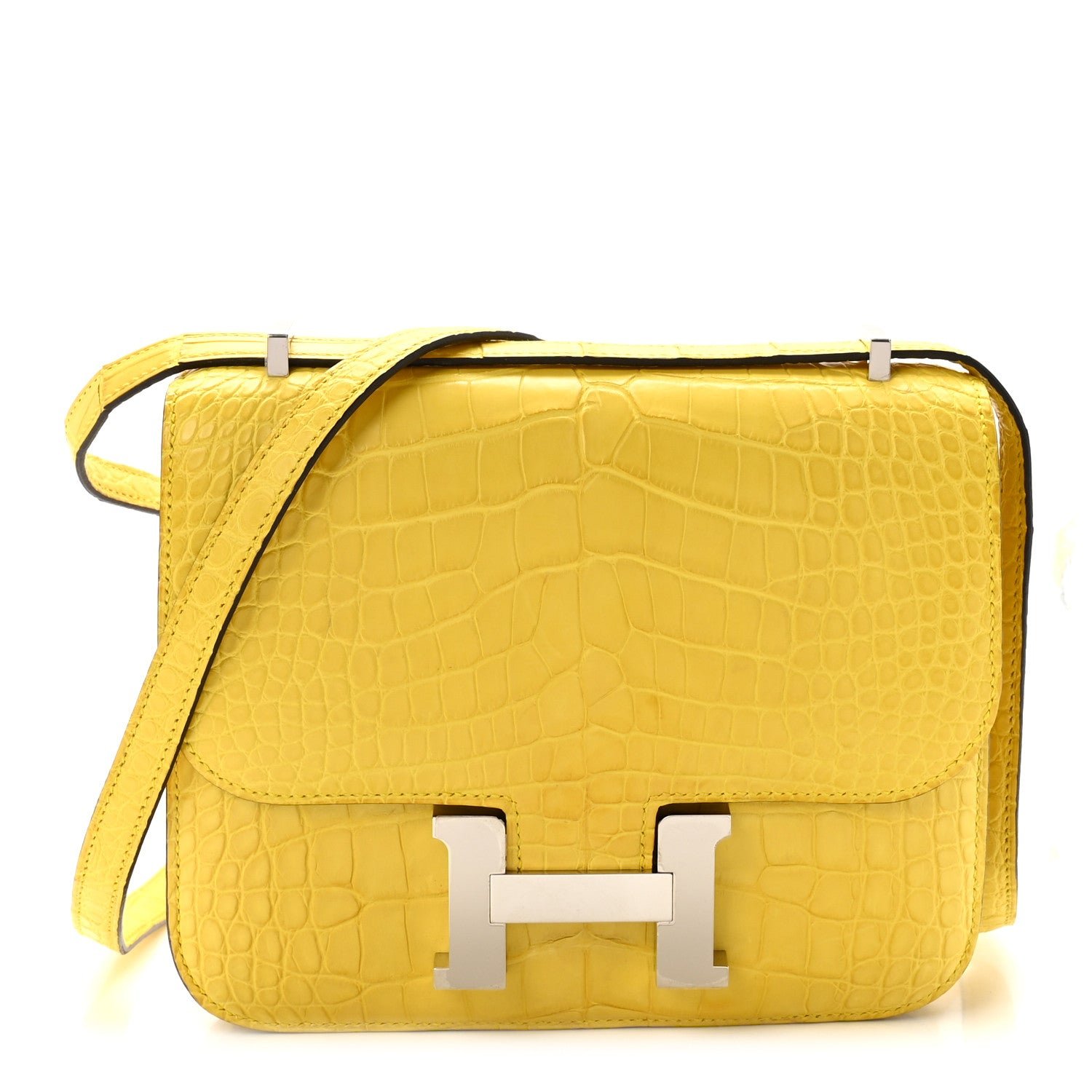 Hermes Matte Alligator Constance 18 Mimosa