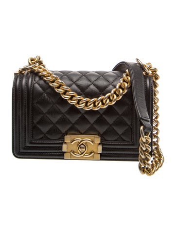 Quilted Caviar Small Boy Bag