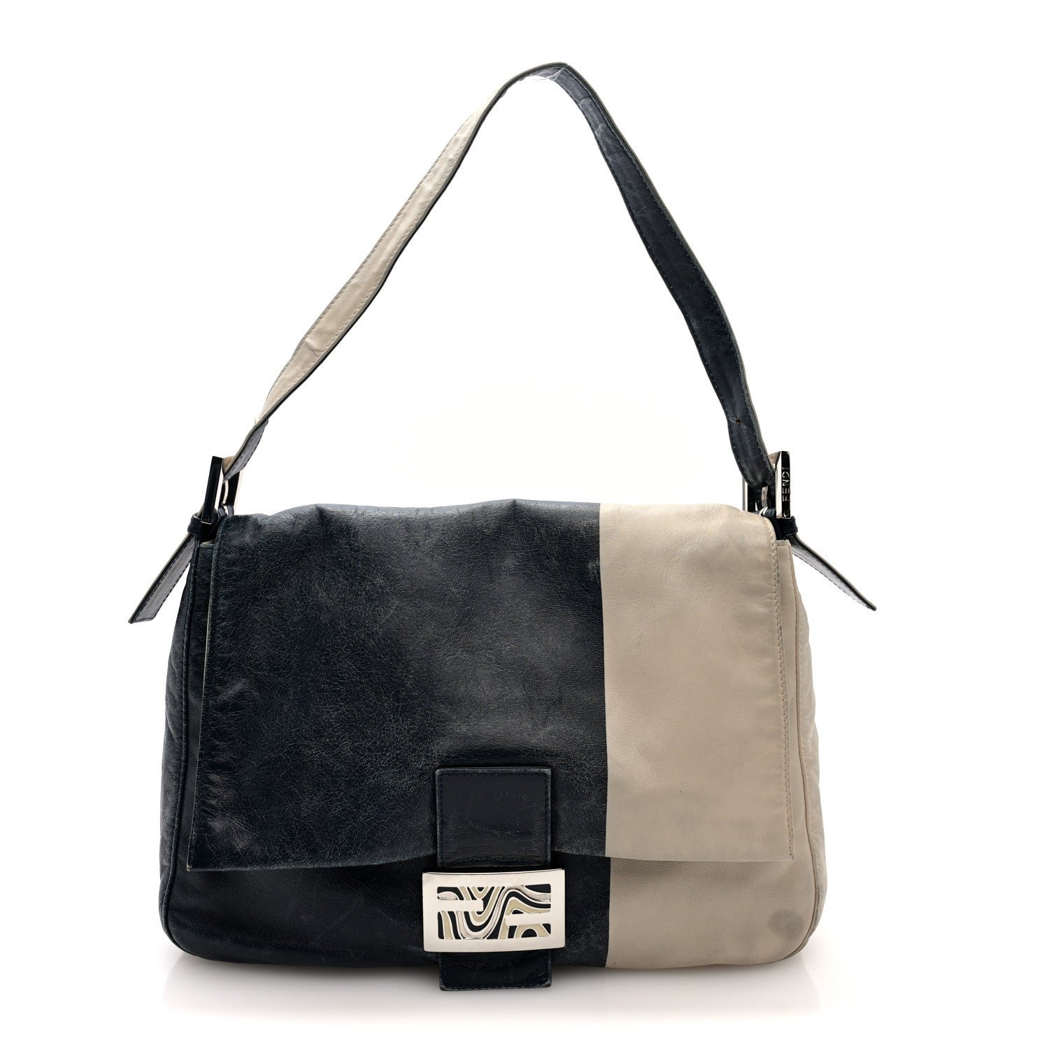 Fendi Vitello Bi-Color Mama Baguette Blue Beige