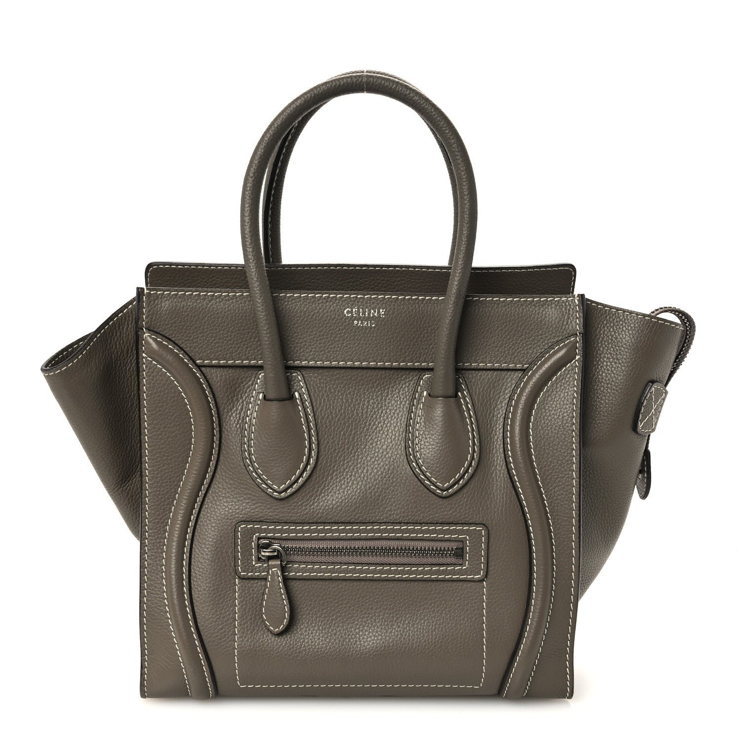 Celine Drummed Calfskin Micro Luggage Souris