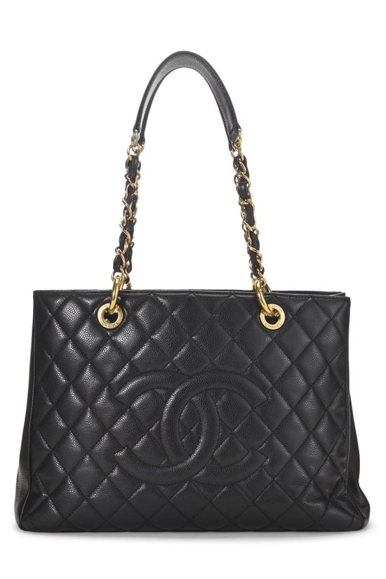 Black Quilted Caviar Grand Shopping Tote (GST)