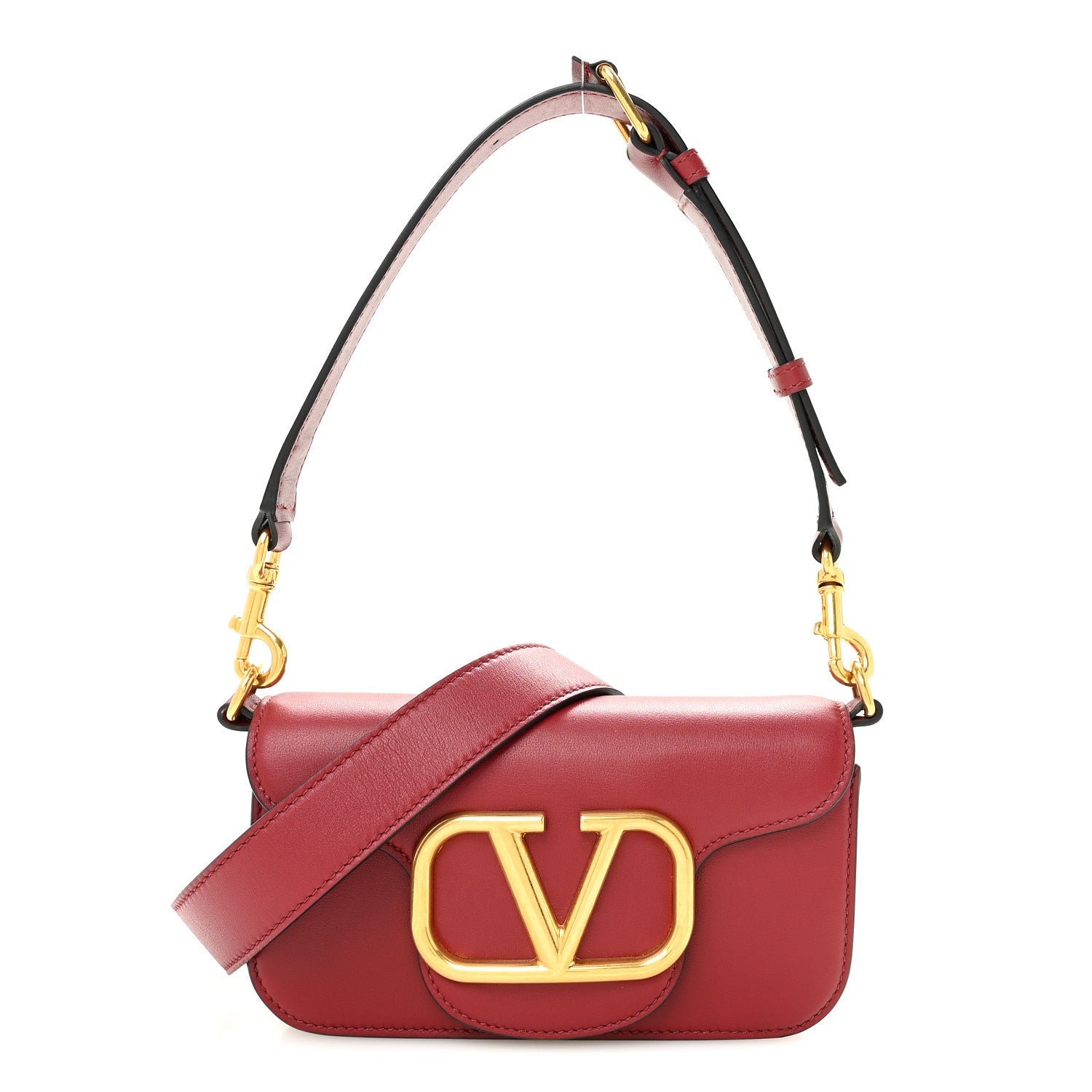Valentino Garavani Smooth Calfskin Vlogo Mini Loco Crossbody Bag Dark Red