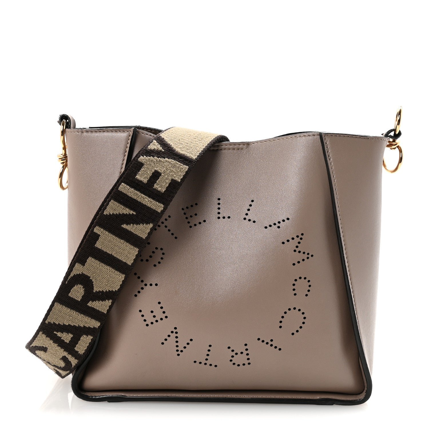 Stella McCartney Stella McCartney Eco Alter Nappa Perforated Logo Mini Crossbody Dark Taupe