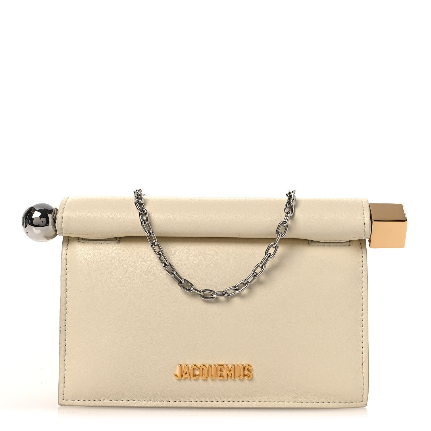 Jacquemus Jacquemus Smooth Calfskin La Petite Pochette Rond Carre Light Ivory