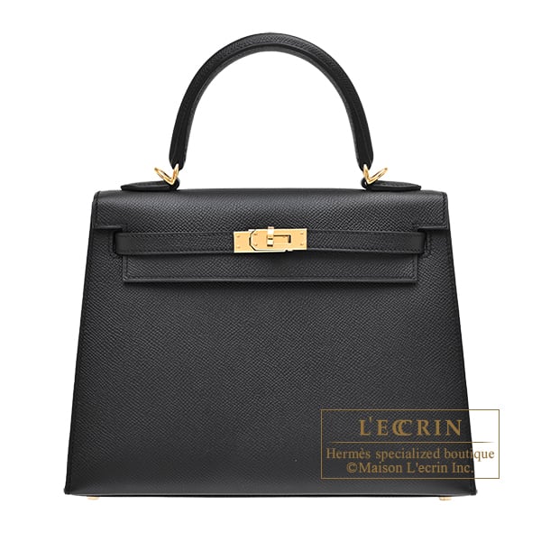 Hermes Kelly bag 25 Sellier Black Epsom leather Gold hardware