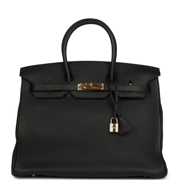 Hermes Vintage Hermes Birkin 35 Black Togo Gold Hardware