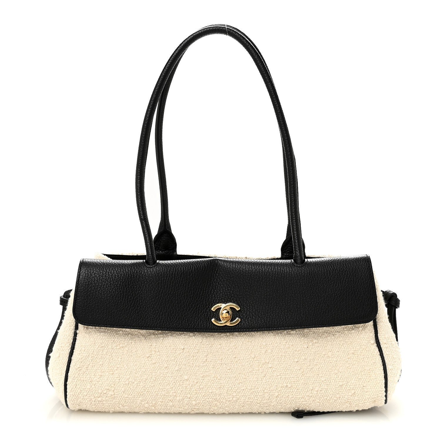Chanel Grained Calfskin Boucle Urban Essentials Small Shopping Bag Ecru Black