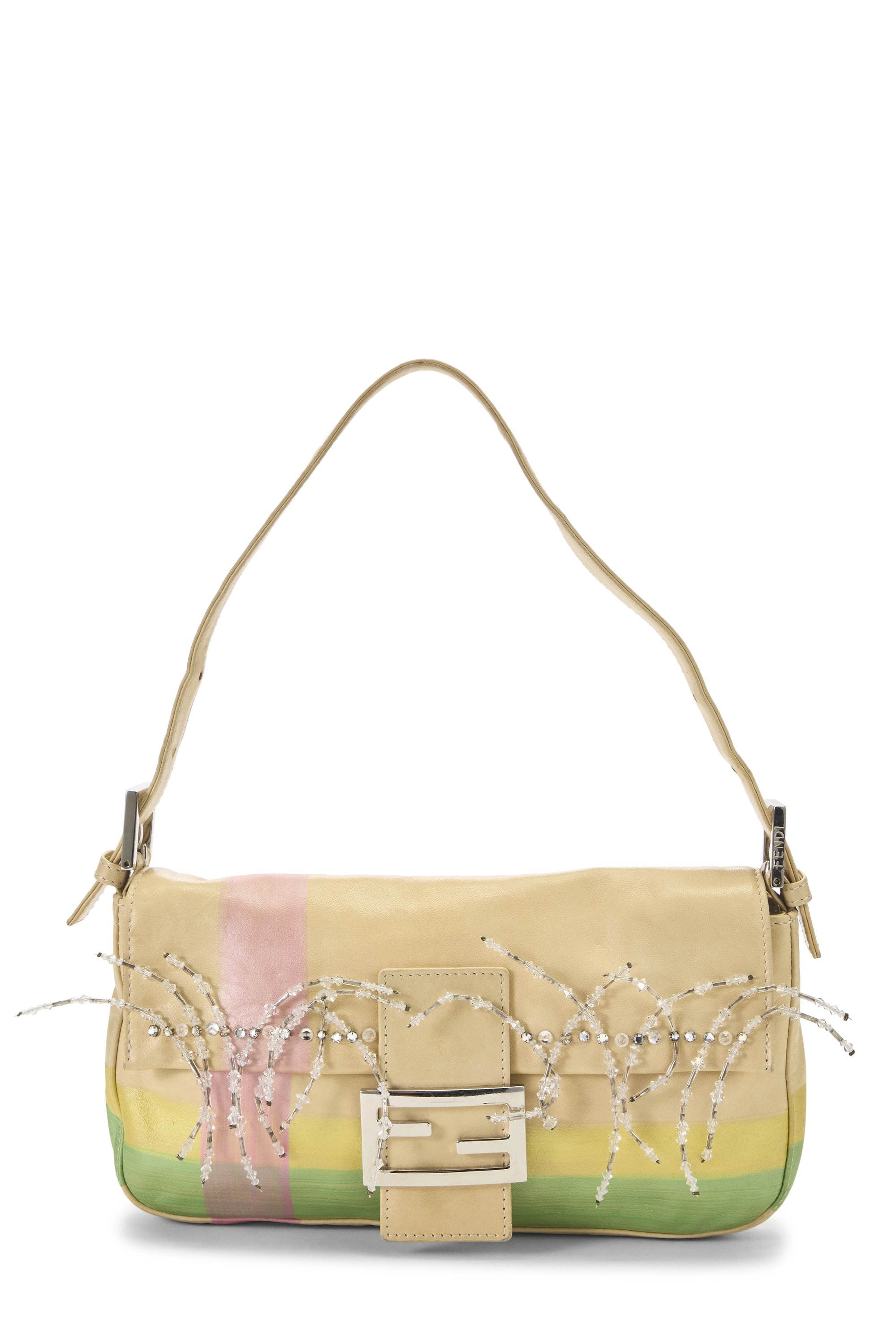 Multicolor Leather Embellished Baguette