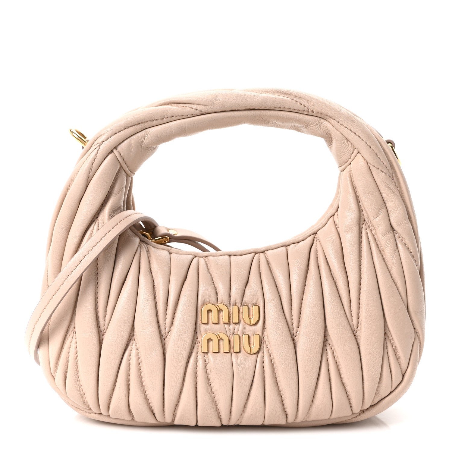 Miu Miu Nappa Matelasse Mini Wander Hobo Cipria