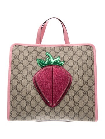 Girls' GG Supreme Strawberry Tote Bag
