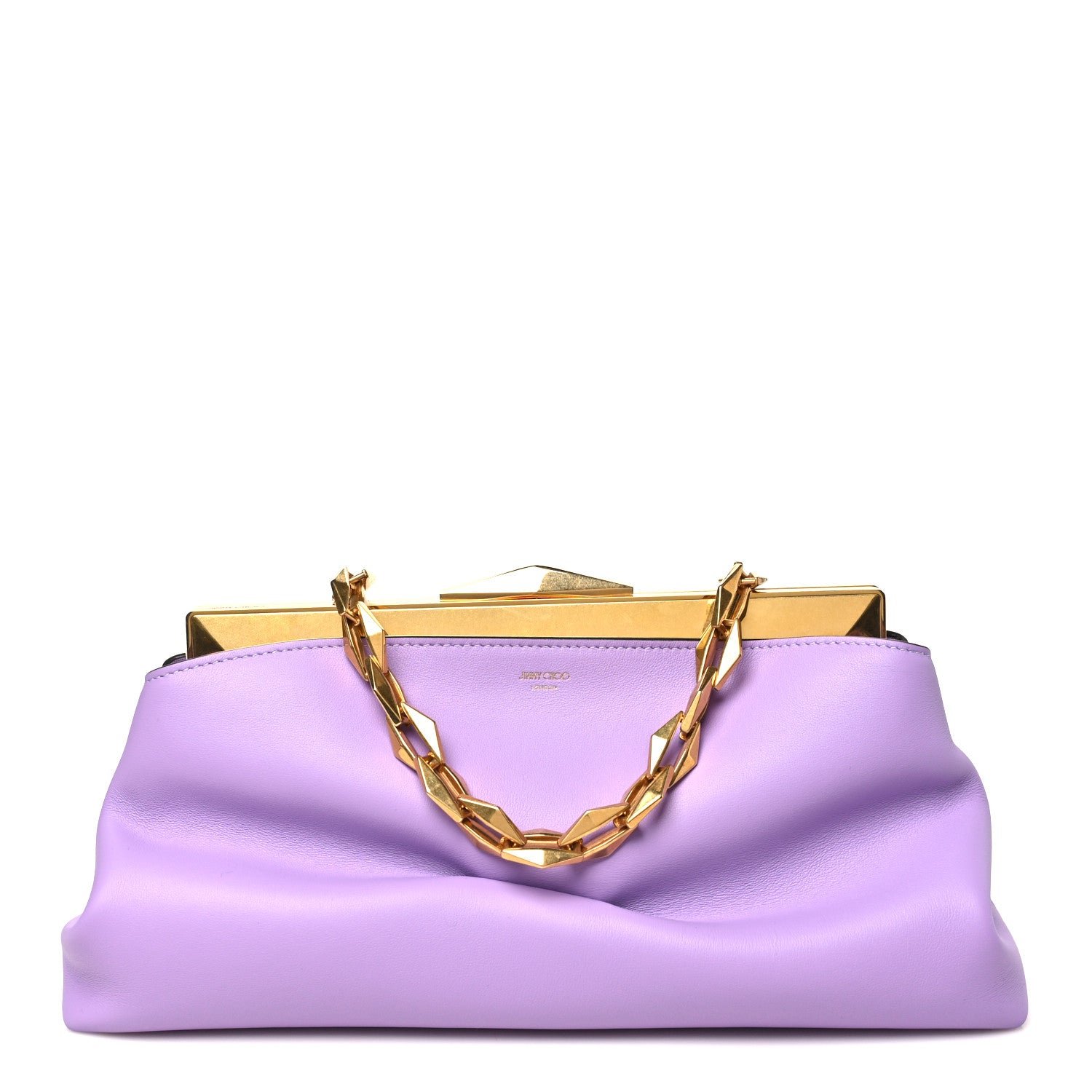 Jimmy Choo Box Calfskin Diamond Frame Clutch Wisteria