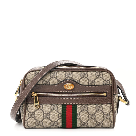 Gucci GG Supreme Monogram Web Mini Ophidia Shoulder Bag Brown