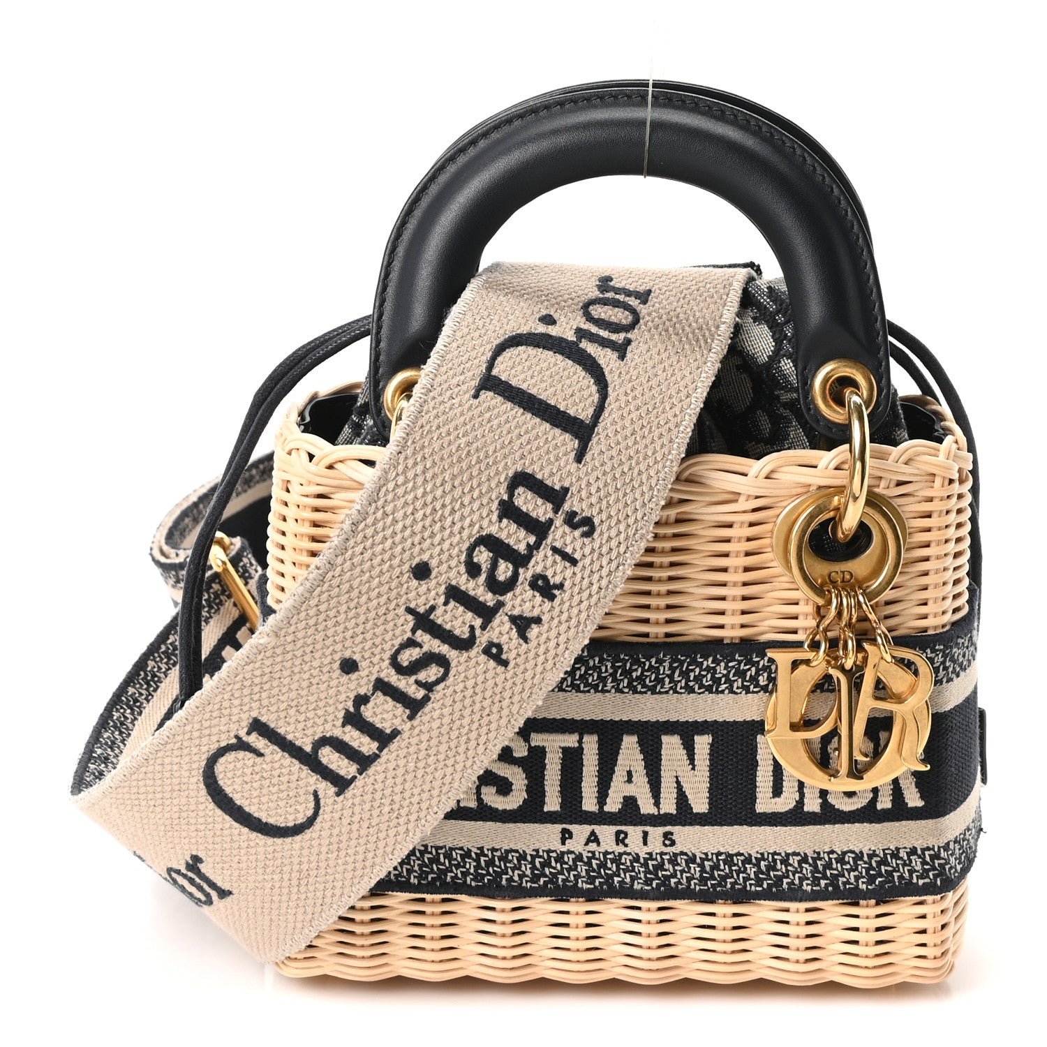 Christian Dior Wicker Oblique Mini Lady Dior Bag Blue