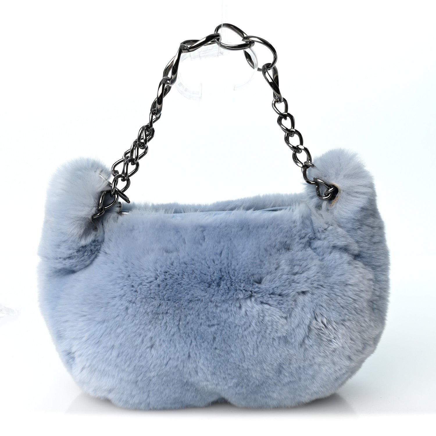 Chanel Lapin Rabbit Fur Lambskin Shoulder Bag Blue