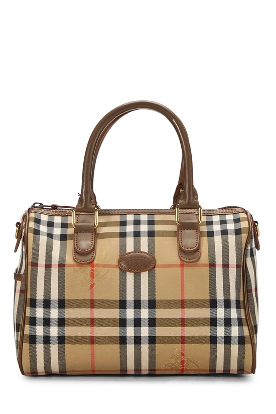 Brown Haymarket Check Canvas Boston Bag