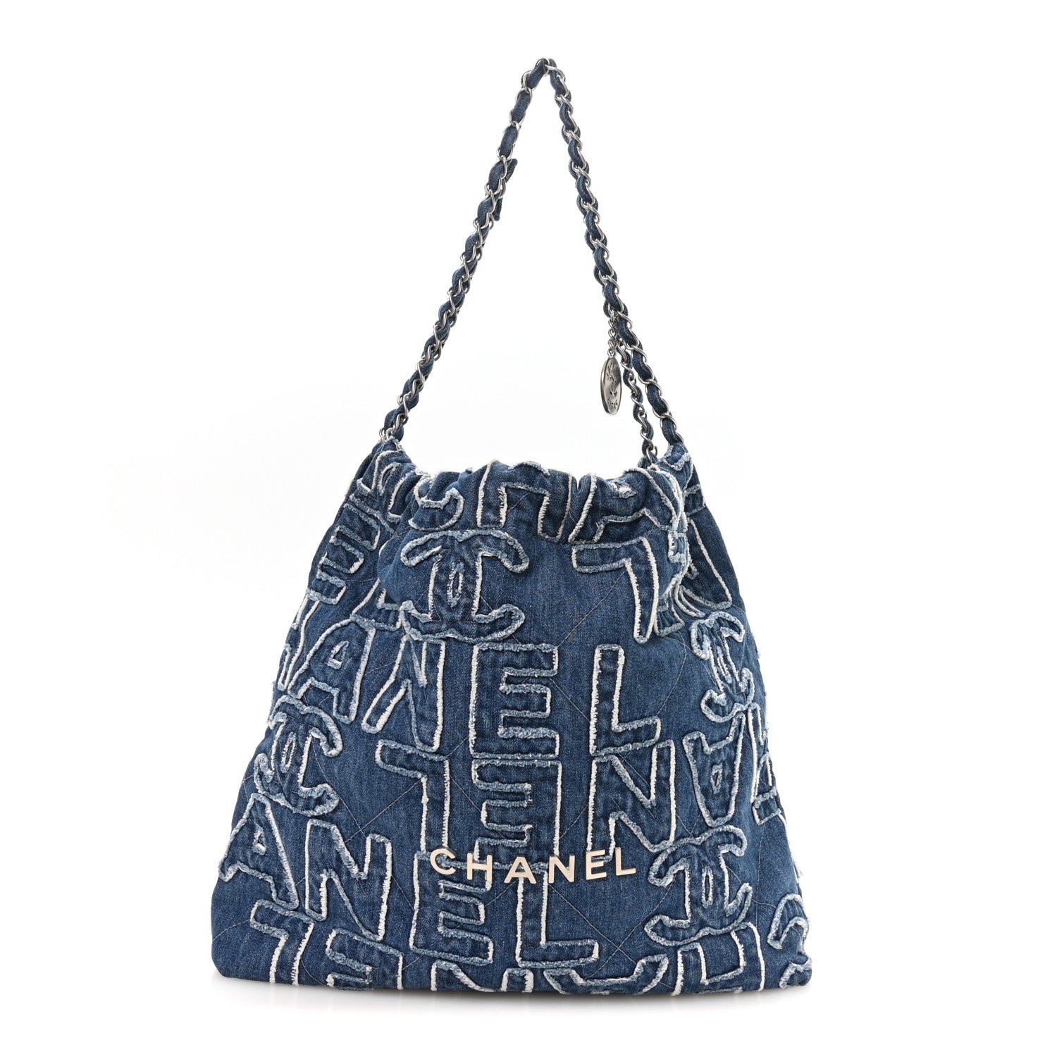 Chanel Denim Patchwork Logo Chanel 22 Blue