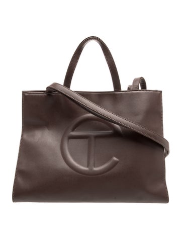 Vegan Leather Chocolate Shopping Bag Medium