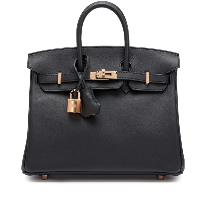 Hermes Black Swift Birkin 25 Rose Gold Hardware, 2022