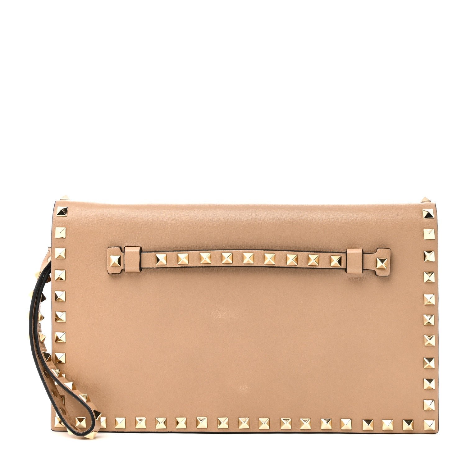 Valentino Garavani Nappa Rockstud Wristlet Clutch Alpaca