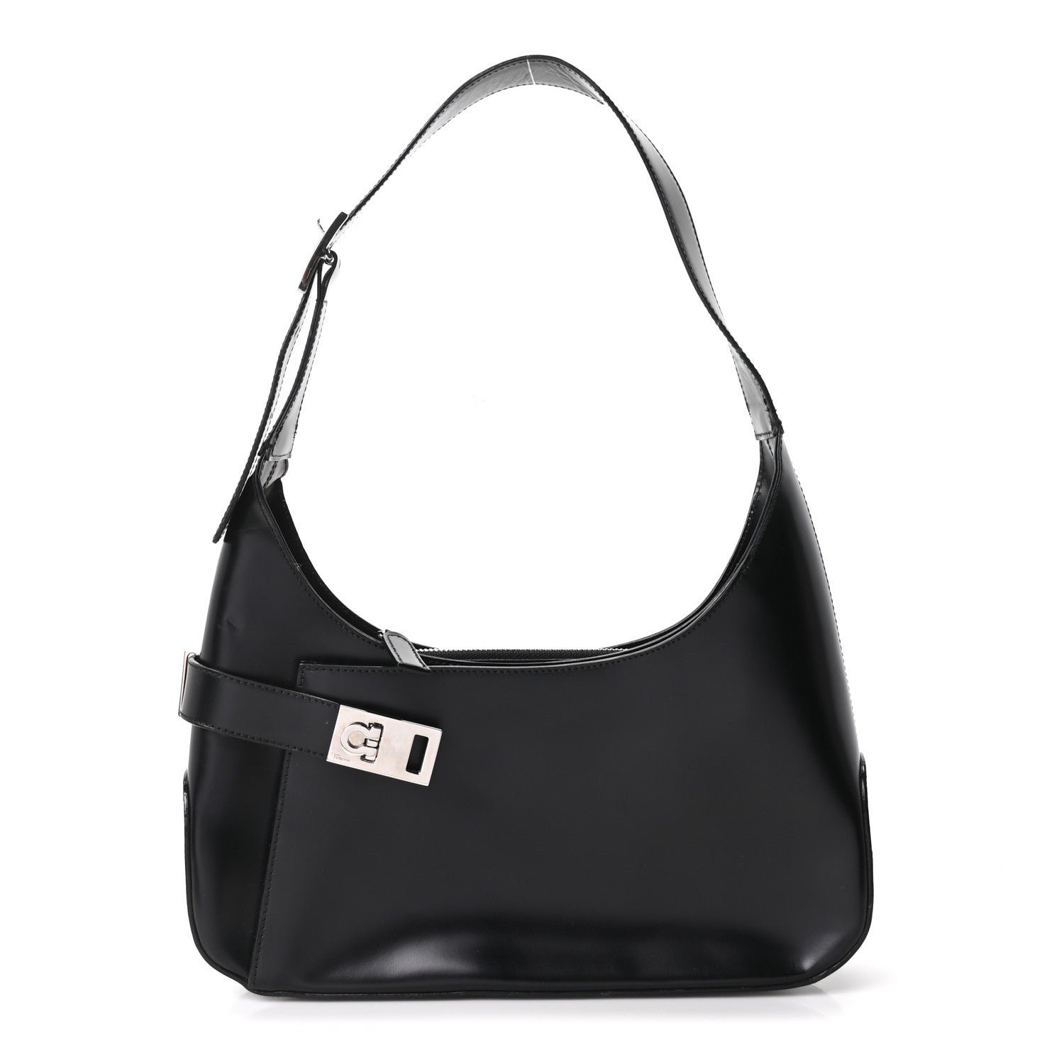 Salvatore Ferragamo Soft Calfskin Gancini Hobo Black