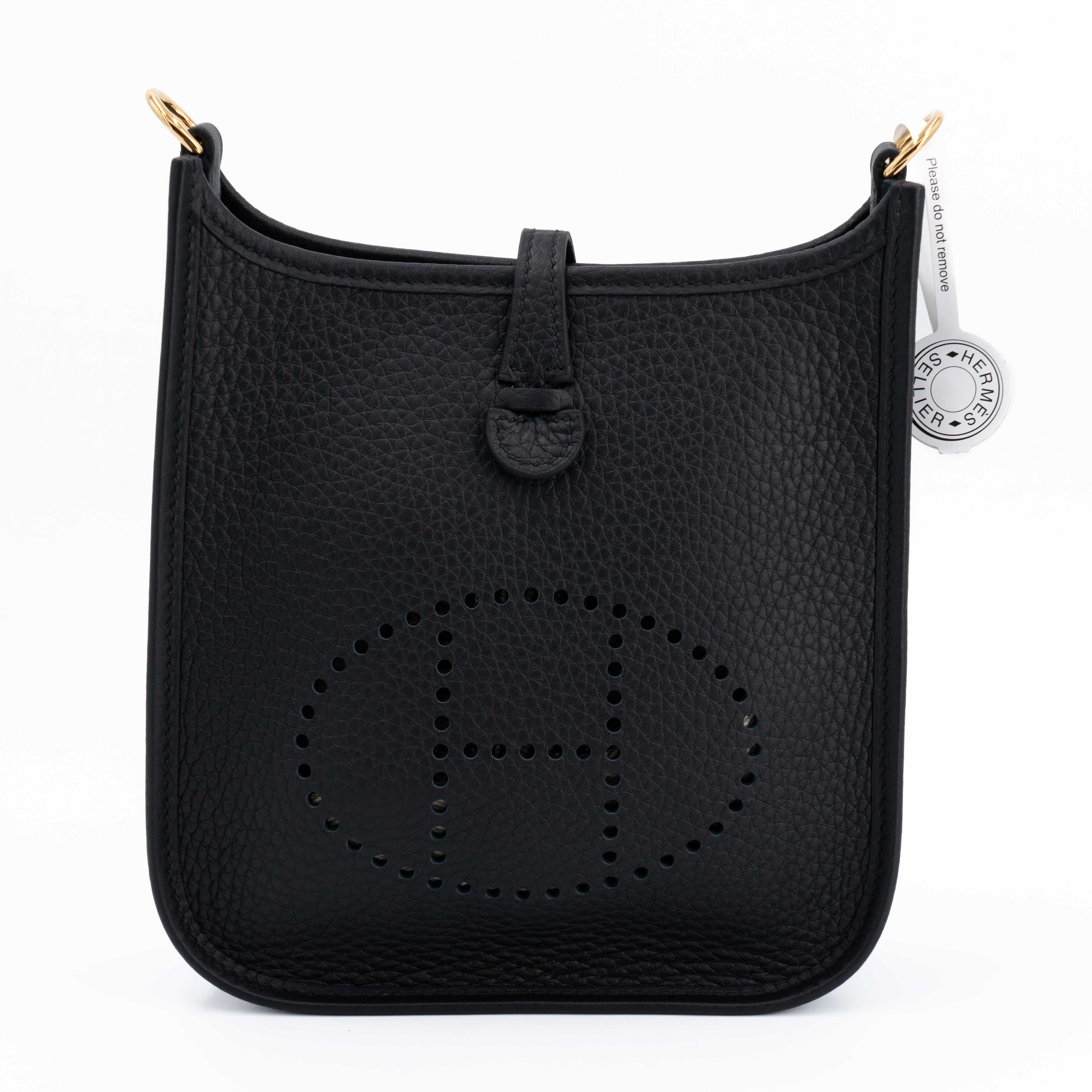 Hermes Brand New ( Rank N ) HERMÈS Mini Evelyne 16 Amazone 112cm Noir (89) Clemence Gold hardware G (2026)