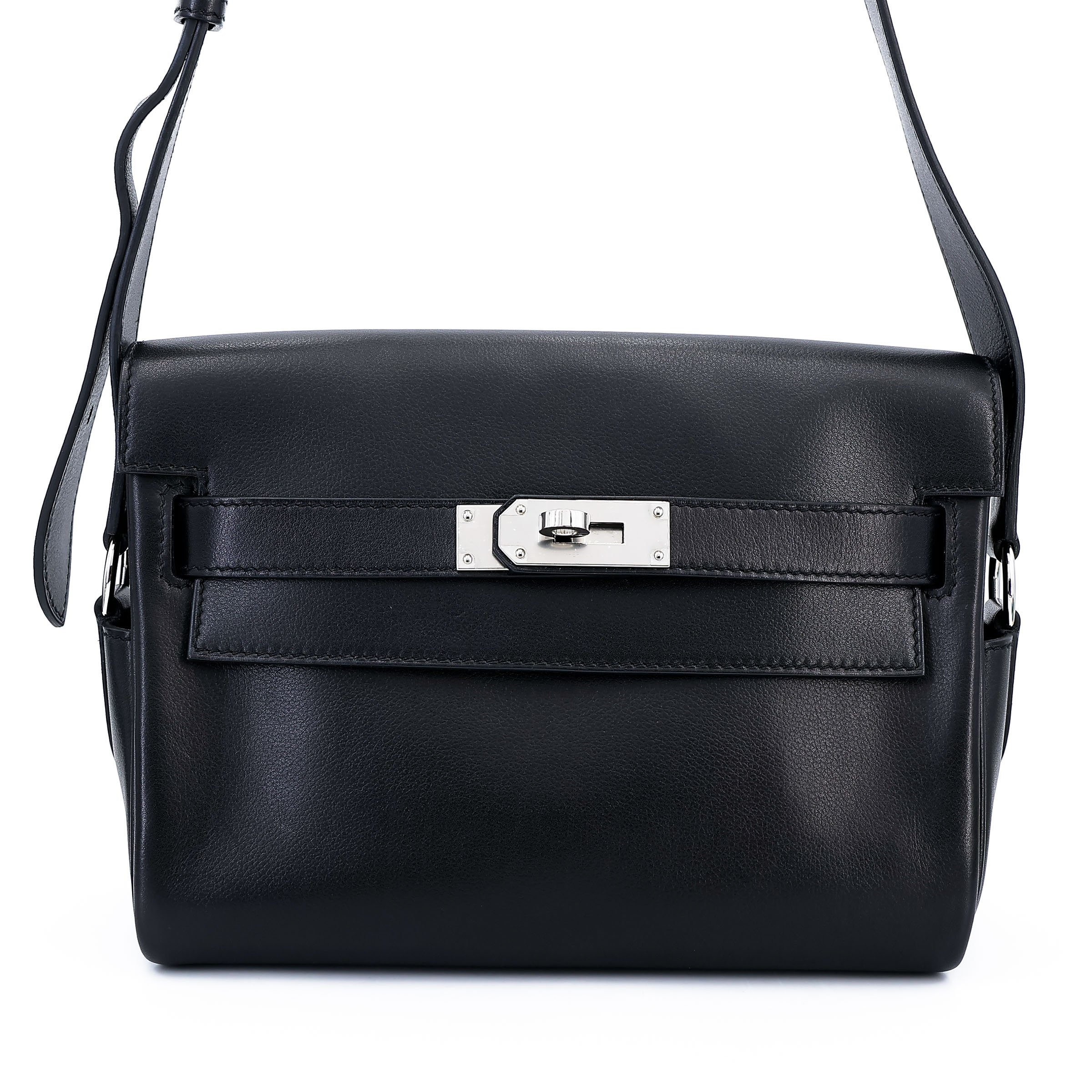 Very Good ( Rank A)  HERMÈS  Kelly Messenger PM Black (89) Evergrain Palladium hardware K (2025)