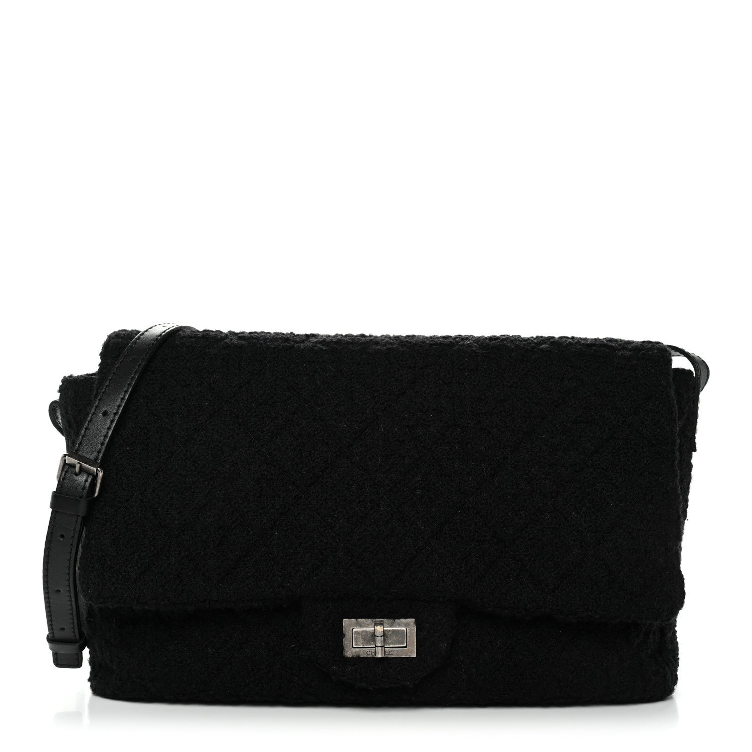 Chanel Easy Tweed Jumbo Reissue Messenger Flap Black