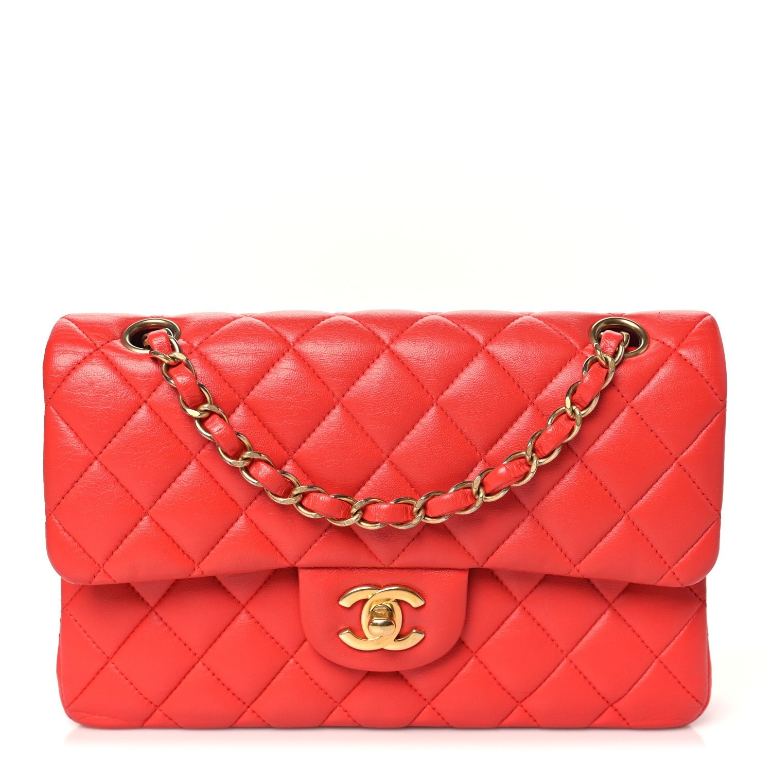 Chanel Lambskin Quilted Small Double Flap Red