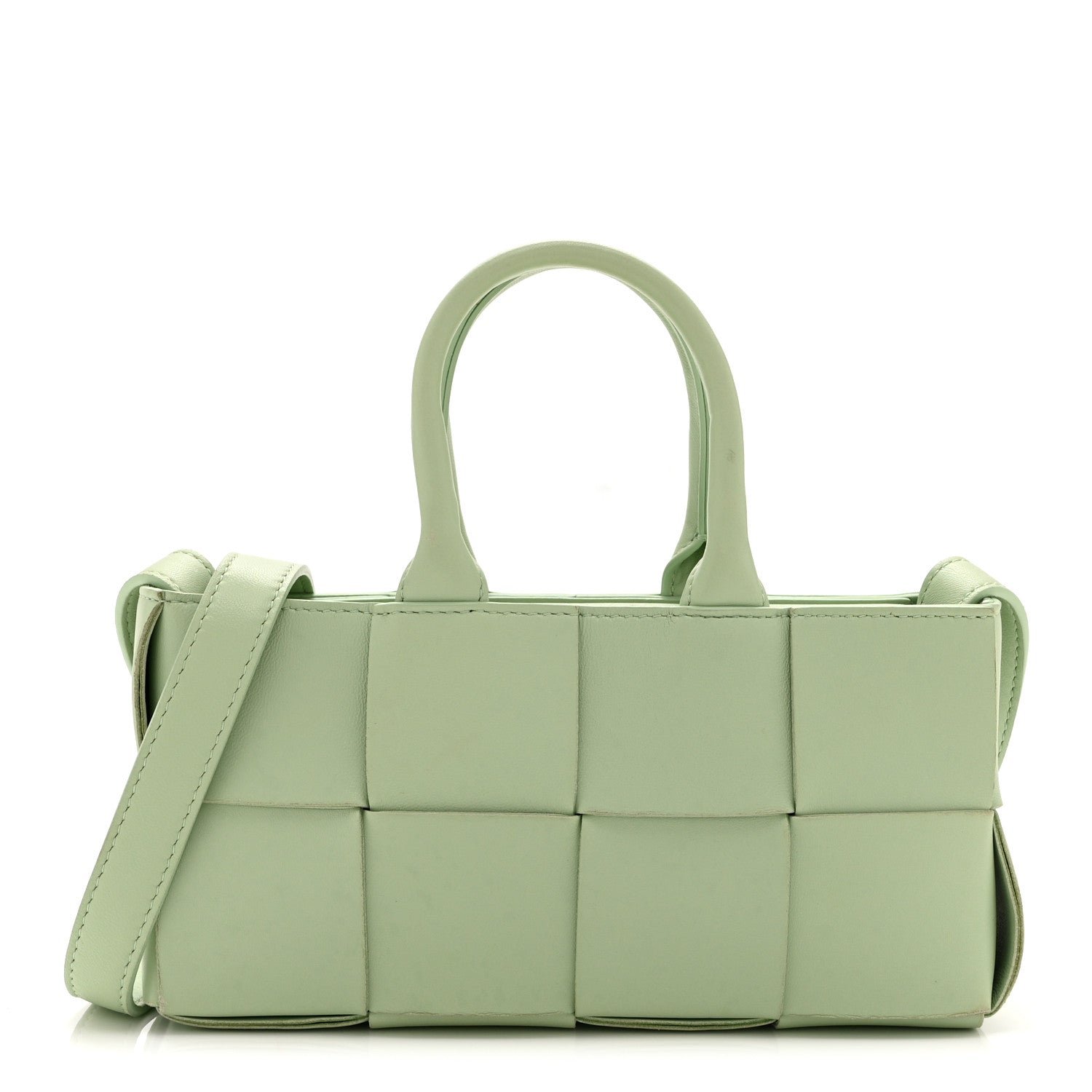 Bottega Veneta Nappa Maxi Intreccio Mini Arco East West Tote Pistachio